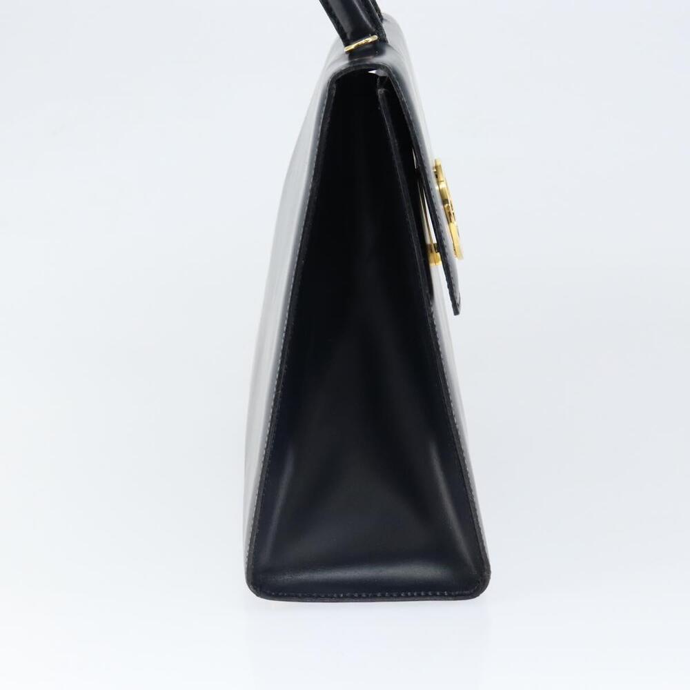 CELINE Circle Hand Bag Leather Navy Gold Auth 149129 - Picture 3 of 16